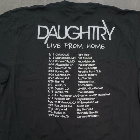 Daughtry - Live From Home Tour - Concert T-Shirt - Mens XL Black Band Tee - Picture 1 of 4